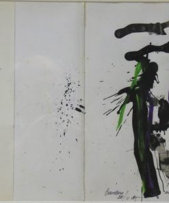 Antoni Clavé - "Personatge" pintura original acrílico sobre tapas de catálogo, dedicado, datado 1985 y firmado con tinta, enmarcado