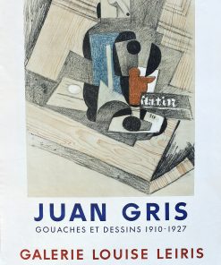Juan Gris, Gouaches et dessins, cartel original exposición en Galerie Louise Leiris Paris en 1965, impreso por Mourlot
