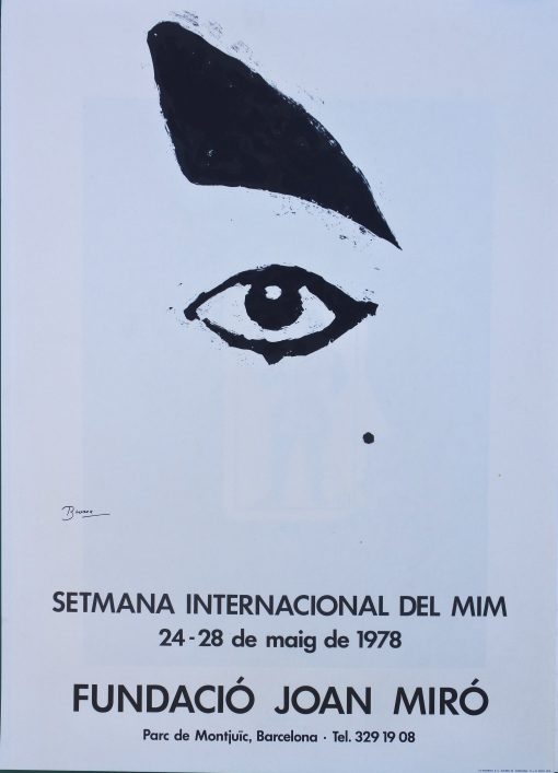 Joan Brossa - "Semana Internacional del Mim" cartel original exposición en Fundació Joan Miró Barcelona en 1978