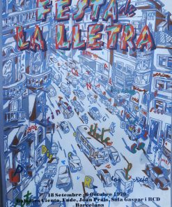 Javier Mariscal - "Festa de la Lletra" Cartel original exposición en Galerias Ciento, Eude, Joan Prats, Sala Gaspar y BCD Barcelona en 1979