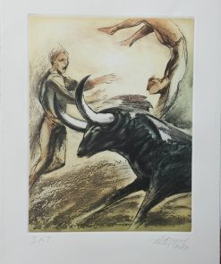 Daniel Merino, Tauromaquia- "Recortadores" grabado aguafuerte