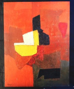 Serge Poliakoff - "Composition dominante rouge" cartel original exposición en Applicat - Prazan Paris en 2008