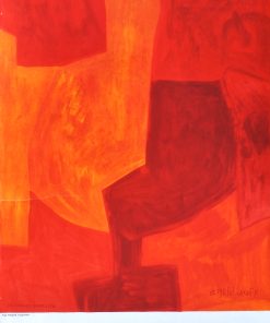 Serge Poliakoff - "Composition orange et rouge" cartel original exposición Gouaches años 70