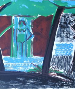 Manolo Quejido - "Paisaje con cascada" litografia