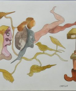 Jorge Castillo - "El mundo de los sueños" dibujo tinta y acuarela sobre cartulina, enmarcado