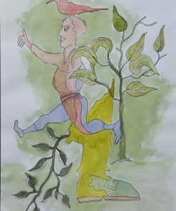 Jorge Castillo - "Una alegre mañana" dibujo tinta y acuarela sobre cartulina, enmarcado