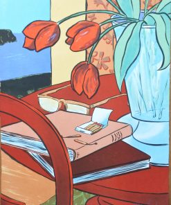 Marc Jesús - "Bodegón con tulipanes rojos" litografía