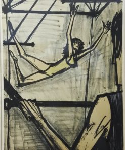 Bernard Buffet - "Les trapezistes, 1968" litografía, enmarcado