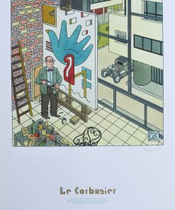 Joost Swarte - "Le Corbusier, from can to canvas" cartel sobre cartulina edición limitada y firmada a lápiz por el artista
