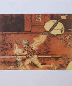 Manuel Alcorlo - "Juegos populares, la cometa, 1985" grabado aguafuerte