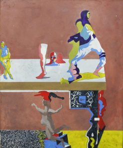 Jorge Castillo - "5 personajes para un sombrero, 1988-89" pintura acrílico sobre lienzo, enmarcado