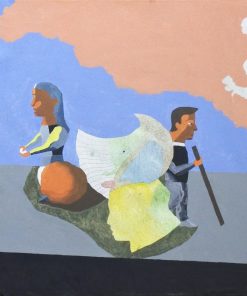 Jorge Castillo - "Un rincón del paraíso, New York 1983" pintura original acrílico, carboncillo y acuarela sobre lienzo
