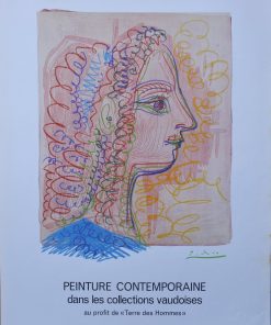 Pablo Picasso - "Peinture Contemporaine dans les collections vaudoises" cartel original exposición en el Musée des Arts Décoratifs de Lausanna en 1971