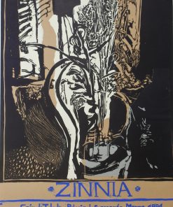 Zinnia Clavo - "Exposición 1991" serigrafía y collage, cartel original edición especial exposición en el Palacio de Benacazón Toledo en 1991