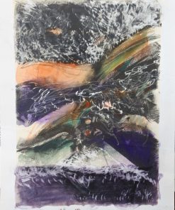 Ignacio Díez - "Volcán nocturno" obra gráfica intervenida a mano