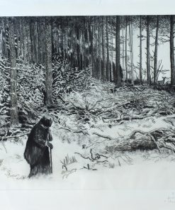 François Marechal - "Paisaje del bosque en invierno" grabado aguafuerte