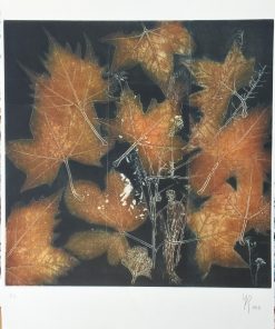 Yolanda del Riego - "Leaves of the fallen trees" obra calcográfica con barniz blando y tórculo